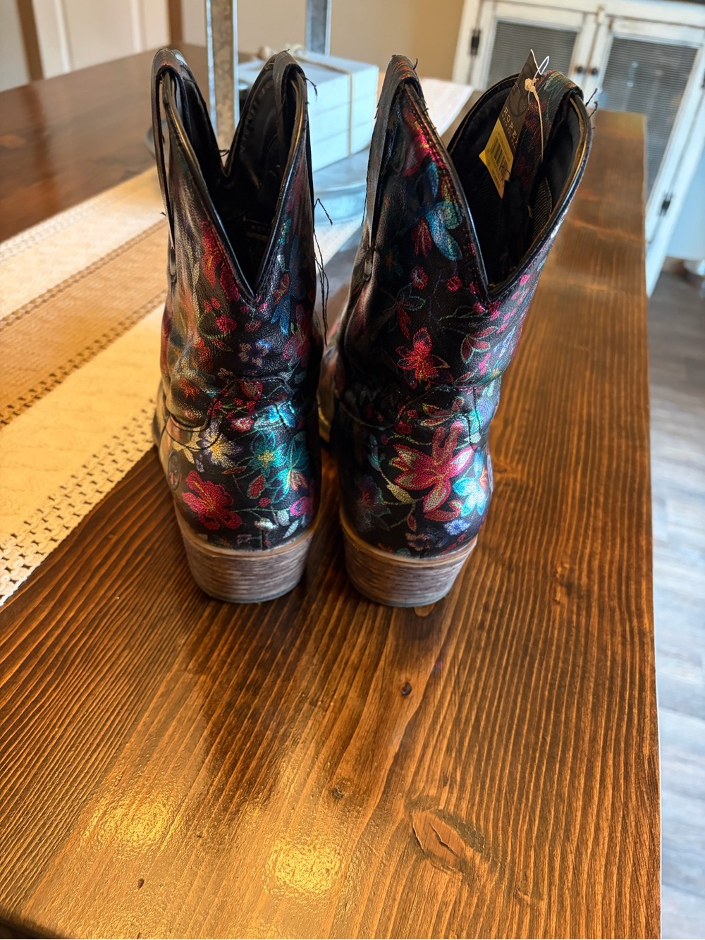 NWT Roper Women's Ingrid Floral Metallic Snip Toe Cowboy Ankle Boots Size 10 - Picture 4 of 6